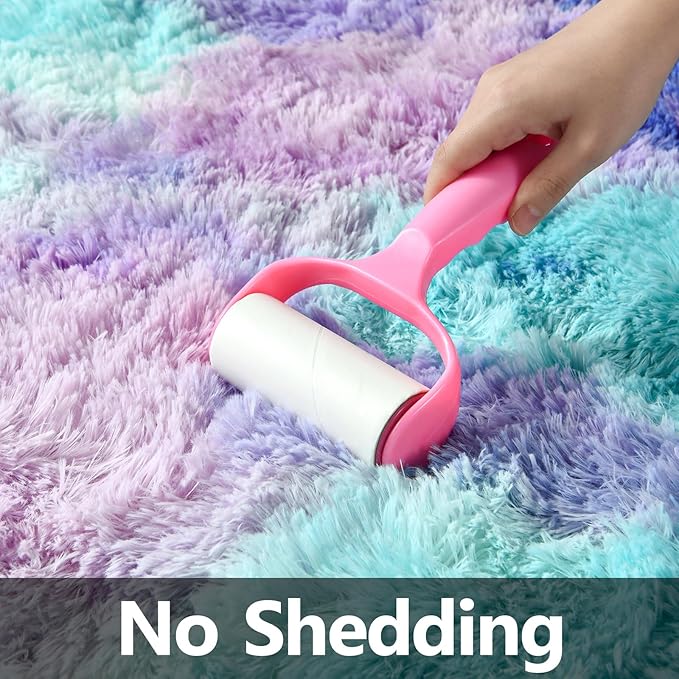 Large Shag Area Rugs 5 x 8, Tie-Dyed Plush Fuzzy Rugs for Living Room, Ultra Soft Fluffy Furry Rug for Bedroom, Indoor Carpet Nursery Rugs for Kids Room Home Decor, Rainbow