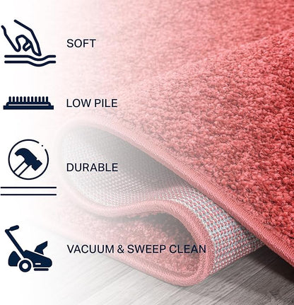 JONATHAN Y Haze Solid Low-Pile Red 7x7 Square Indoor Area Rug, Coastal,Bohemian,Minimalist,Classic, Easy-Cleaning for Living Room,Bedroom,Kitchen,Pet Friendly,Non-Shedding (SEU100E-7SQ)