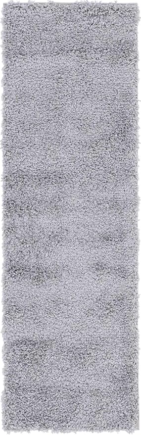 Unique Loom Davos Shag Collection Area Rug - Solid (2' 2" x 6' 9" Runner, Sterling)