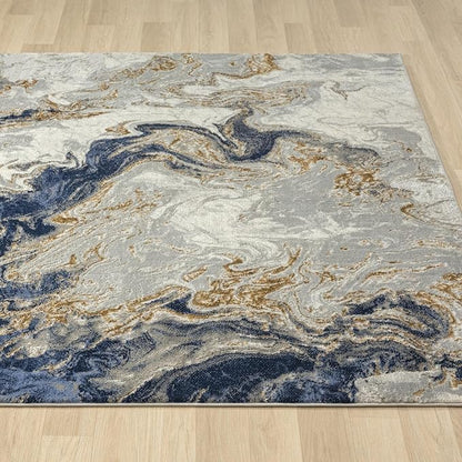 LUXE WEAVERS Marble Swirl Abstract Area Rug, Blue 4x5