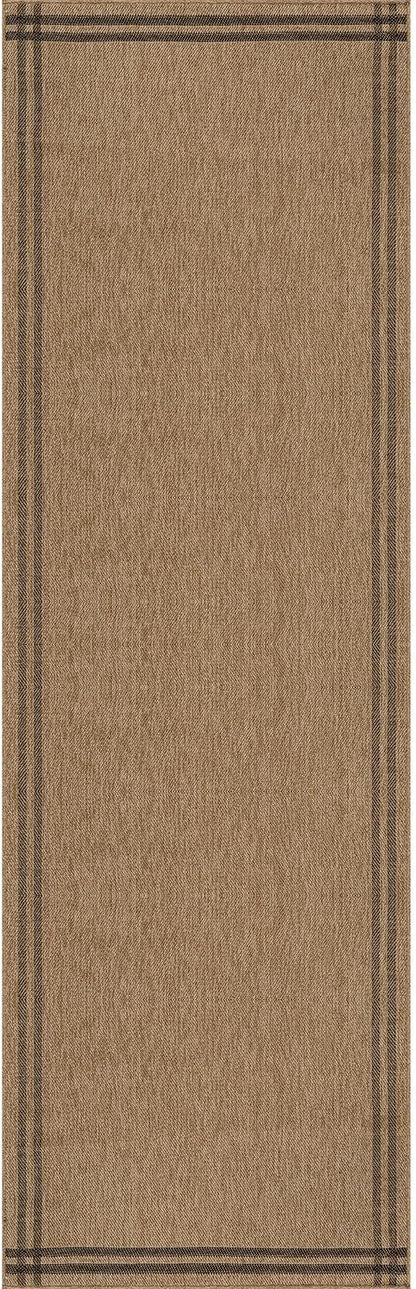 Easy Jute Rugs 2x7 Bordered Natural Color Living Room Indoor Outdoor Runner Rug for Patio and Kitchen Rug High Traffic Washable Easy to Clean Solid Boho Woven Design Outside Carpet (2 x 7)
