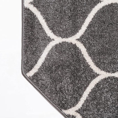 Rugs.com Lattice Frieze Collection Rug – 5' Octagon Dark Gray Medium Rug Perfect for Living Rooms, Kitchens, Entryways