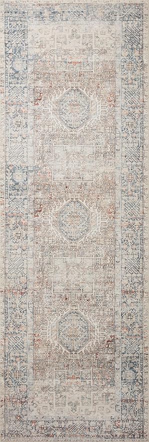 Loloi Chris Loves Julia Jules Collection JUL-07 Natural/Ocean 2'-3'' x 3'-9'', .13" Pile Height, Accent Rug