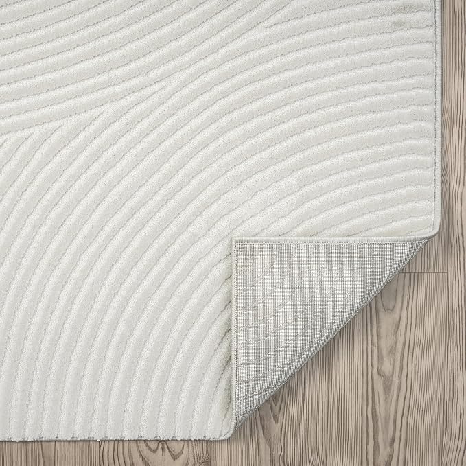 Abani Cream Area Rug 9' x 12' for Living Room, Bedroom - Zen Reiki Circles Pattern - Durable & Easy to Clean