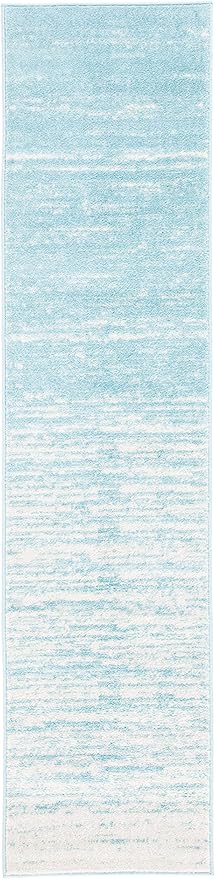 SAFAVIEH Adirondack Collection Runner Rug - 2'6" x 10', Aqua & Ivory, Modern Ombre Design, Non Shedding & Easy to Clean, Ideal for Hallway, Foyer, Kitchen, Entryway, Bedroom (ADR113J)