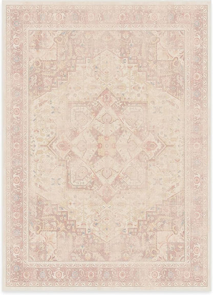 RUGGABLE Washable Area Rug – Kamran Soft Pink 5x7, Stain-Resistant, Non-Slip – Medium Machine Washable Rugs for Living Room, Bedroom, Hallway, Entryway & Office–with Standard Pad