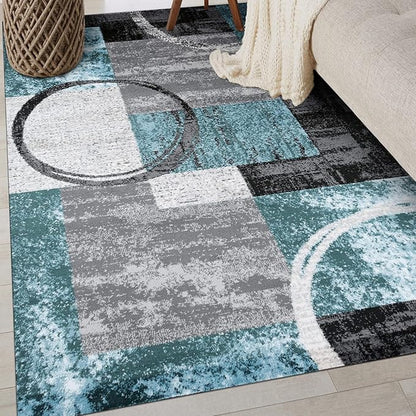 Rugshop Contemporary Abstract Circle Design Soft Area Rug - 3'3" x 5' Gray