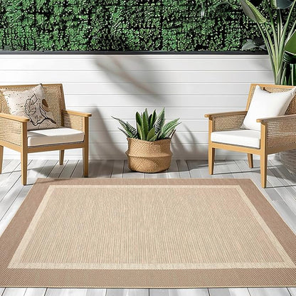 ILANGO Jute Area Rugs 8x10 for Living Room, Woven Washable Outdoor Rugs, Natural Farmhouse Indoor Rugs for High Traffice Areas, Non Slip Carpet with Rubber Backing for Bedroom Dining Table Porch