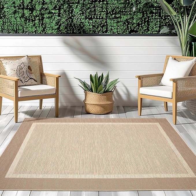 ILANGO Jute Area Rugs 8x10 for Living Room, Woven Washable Outdoor Rugs, Natural Farmhouse Indoor Rugs for High Traffice Areas, Non Slip Carpet with Rubber Backing for Bedroom Dining Table Porch