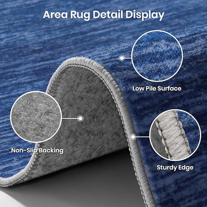 Valenrug Washable Rugs 6x9 - Non Slip 6x9 Area Rugs for Living Room, Stain Resistant Area Rugs for Bedroom, Foldable Machine Washable Area Rug(6'x9', Navy)