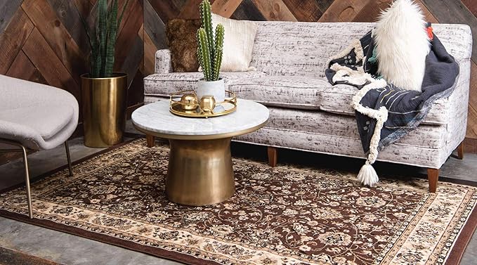 Unique Loom Sialk Hill Collection Area Rug - Washington (7' 1" x 10' Rectangle Brown/Black)