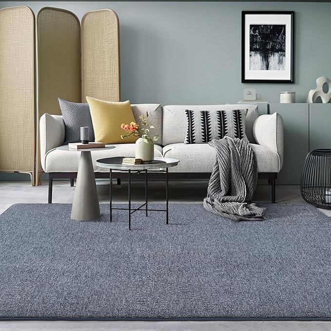 AROGAN Washable 4×6 Bedroom Rug, Modern Area Rugs with Soft Memory Foam for Living Room, Minimalist Non-Slip Indoor Floor Carpet for Dining Room Office Kids Playroom Decor, Navy Blue