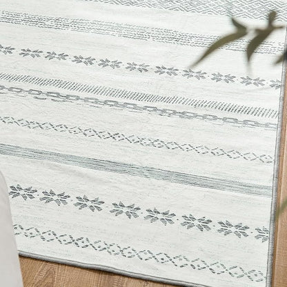 jinchan Boho 2x3 Rugs for Entryway - Moroccan Machine Washable Doormat Soft Bohemian Small Throw Rug Non-Slip Carpet for Entrance Kitchen Laundry Room Bedroom (2‘x3', Grey)
