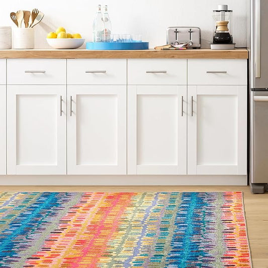 Dash & Albert Paint Chip Multi Machine Washable Rug, 7.5 X 9.5 Feet, Multicolored Geometric Pattern