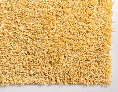 Unique Loom Davos Shag Collection Area Rug - Solid (9' x 12' Rectangle, Sun Yellow)