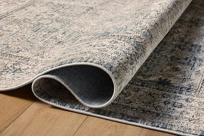 Loloi Teagan Collection TEA-04 Sky/Natural 5'-3" x 7'-6" Area Rug, Large, Soft Neutral Rug, High-Traffic for Living Room, Bedroom, Home Office, Dining Area