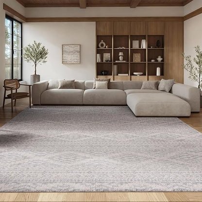 SAFAVIEH Tulum Collection Area Rug - 8' Square, Ivory & Light Grey, Moroccan Boho Tribal Design, Non-Shedding & Easy to Clean, Ideal for Living Room, Bedroom, Dining Space (TUL272G)