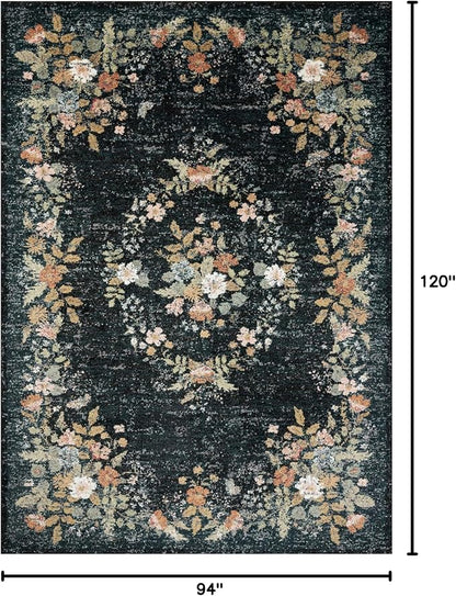Loloi Rifle Paper Co. Laurel Collection LAU-01 Dark Navy 7'-10" x 10' Area Rug