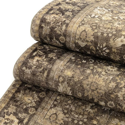 HUGEAR 5x7 Machine Washable Rugs Brown Hallway Area Rug Indoor Accent Rug Floral Mid Pile Carpet Soft Thicker Throw Aesthetic Rug Bedroom Living Room Office Dining Kitchen Laundry Non Slip