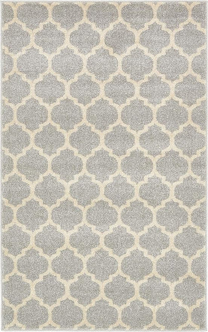 Rugs.com Lattice Collection Rug – 3' x 5' Light Gray Medium Rug Perfect for Entryways, Kitchens, Breakfast Nooks, Accent Pieces