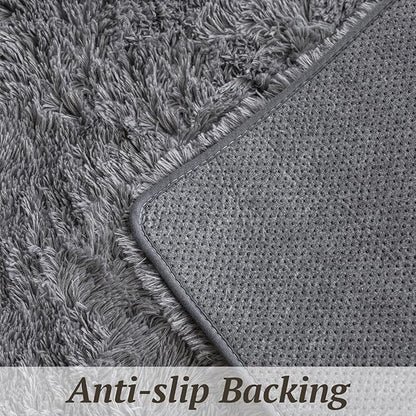 8x10 Area Rugs for Living Room Bedroom, Soft Fluffy Shaggy Bedside Rug, Indoor Floor Carpet for Kids Playroom, Dorms, Nursery Rooms, Home Decor (Grey 8'x10')