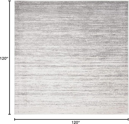 SAFAVIEH Adirondack Collection Area Rug - 10' Square, Ivory & Silver, Modern Ombre Design, Non Shedding & Easy to Clean, Ideal for Living Room, Bedroom, Office, Dining Space (ADR113B)