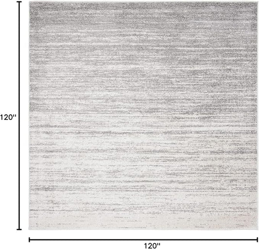 SAFAVIEH Adirondack Collection Area Rug - 10' Square, Ivory & Silver, Modern Ombre Design, Non Shedding & Easy to Clean, Ideal for Living Room, Bedroom, Office, Dining Space (ADR113B)