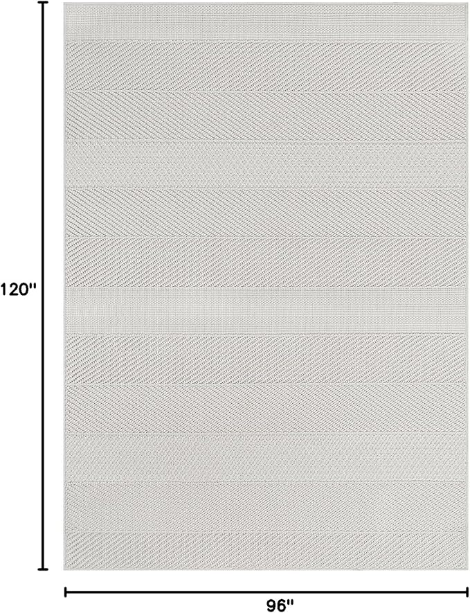 Beverly Rug Micro Loop Area Rug White 8x10 Modern Luxury Soft Boho Geometric Durable Indoor Area Rugs for Living Dining Room Office Stain Resistant Non Shedding Casual Indoor Carpet White 8 x 10