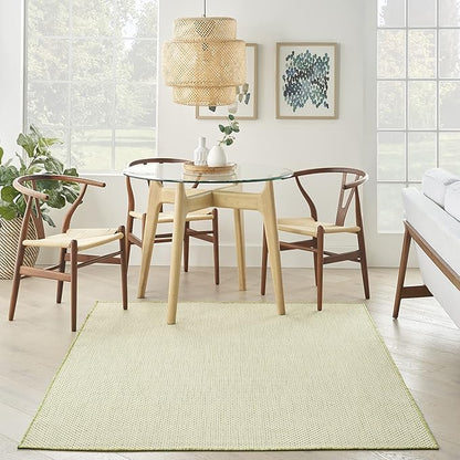 Nourison Home Courtyard Ivory Green 4' x 6' Area Rug - Easy Clean, Non Shedding, Bed Room, Living Room, Dining Room, Kitchen (4' x 6')
