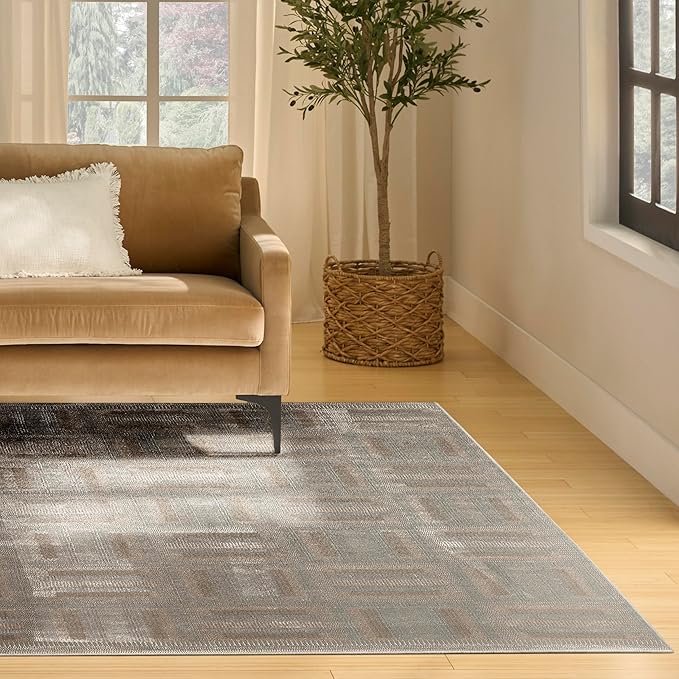 Nourison Home Nordic Grey Multicolor 8' x 10' Scandinavian Area Rug - Easy Clean, Non Shedding, Bed Room, Living Room, Dining Room, Kitchen (8' x 10')