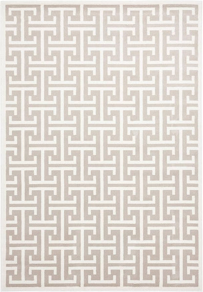 Abani Contemporary 3D Beige & White Modern Greek Key Pattern Area Rug - Geometric Meander 5'3" x 7'6" Arto Collection Neutral Rug Rugs