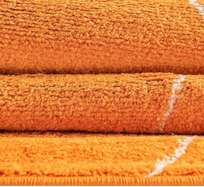 Unique Loom Trellis Frieze Collection Area Rug - Geometric (4' 1" Round, Orange/ Ivory)