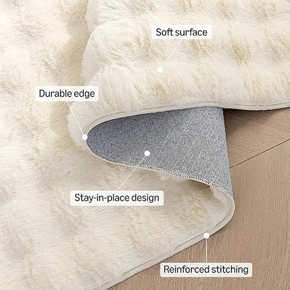 Amazon Basics Indoor Area Rug, 3D Bubble Washable Home Decor Carpet for Living Room, Bedroom, 8' W × 10' L, Beige