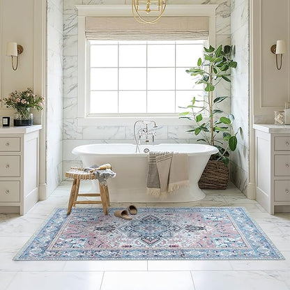 Fame Living Washable Area Rug. Modern Farmhouse. Vintage. Turkish. Bohemian. Distressed. Oriental. Traditional. Rugs for Living Room. Dining. Bedroom. Office. Entryway. Foyer. (861NT, 5' x 6'9")