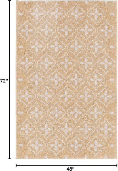 Nourison Home Nourison Essentials Beige Ivory 4' x 6' Area Rug - Easy Clean, Non Shedding, Bed Room, Living Room, Dining Room, Kitchen (4' x 6')