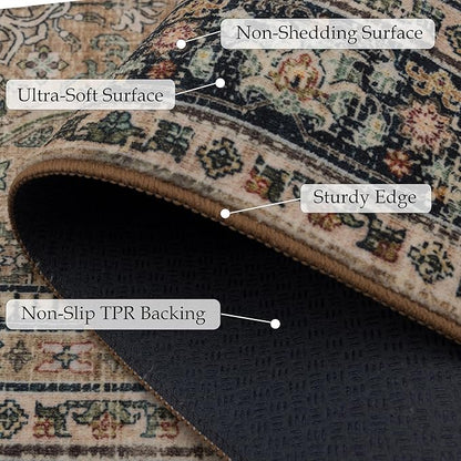 Area Rug Non Slip Machine Washable Ultra Soft Living Room/Bedroom/Kitchen/Outdoor/Classroom Vintage Brown, 4'×6'