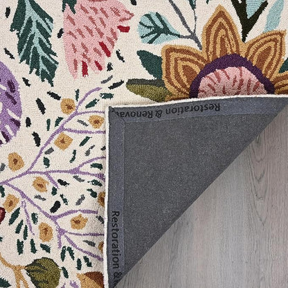 Hand-Tufted Floral Area Rug - Colorful Garden Design with Beautiful Flower Patterns - Modern Style Premium Carpet for Living Room & Bedroom or Kitchen (6'x9')