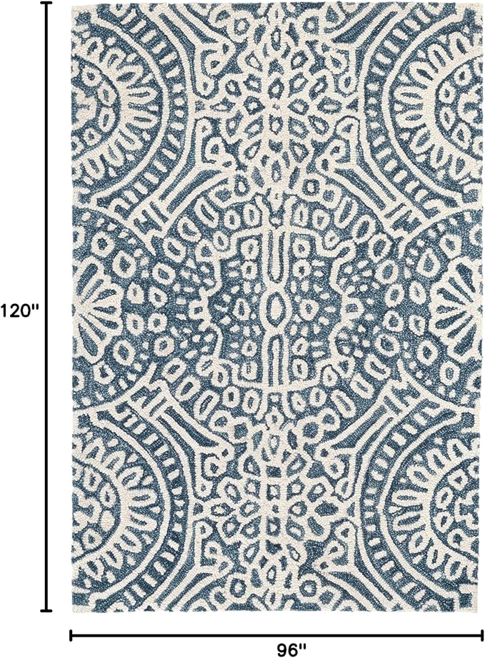 Dash and Albert Temple Wool Area Rug - 7.5 X 9.5 Ink Geometric Hand Micro Hooked Accent Rug - Durable, High Traffic Areas Hallway, Living Room, Stairs - Premium Luxury Hotel Quality Soft Breathable