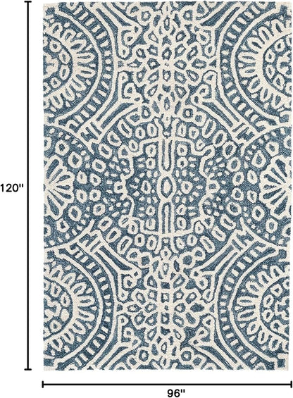 Dash and Albert Temple Wool Area Rug - 7.5 X 9.5 Ink Geometric Hand Micro Hooked Accent Rug - Durable, High Traffic Areas Hallway, Living Room, Stairs - Premium Luxury Hotel Quality Soft Breathable