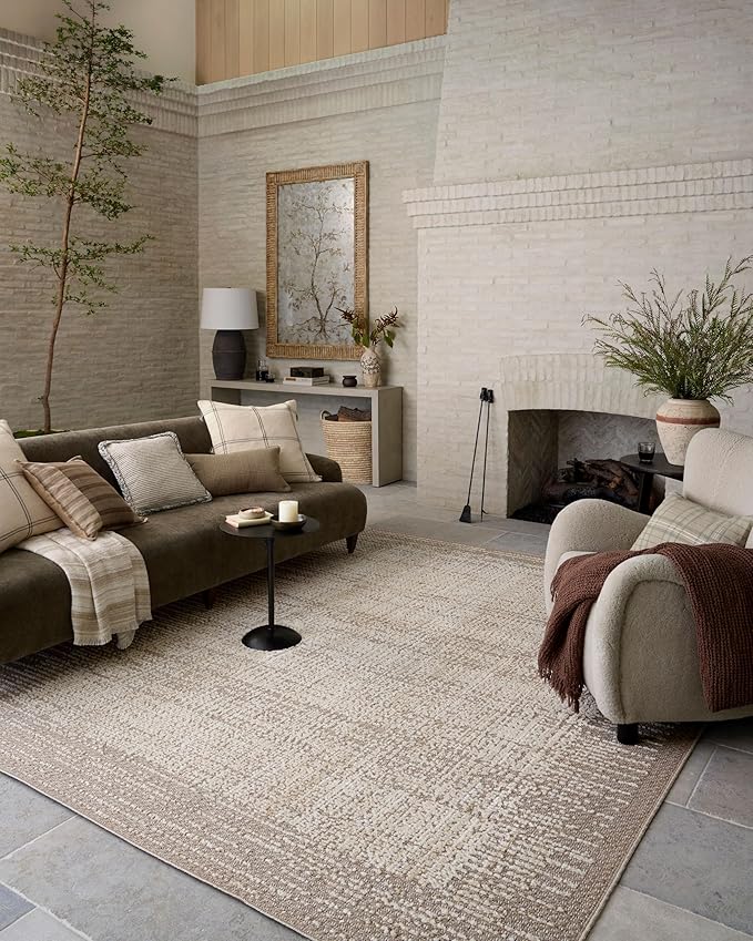 Loloi Amber Lewis Bexley Collection BEX-06 Natural/Taupe 11'-6" x 15' Area Rug Neutral, Textured, Living, Bedroom, Dining, Carpet