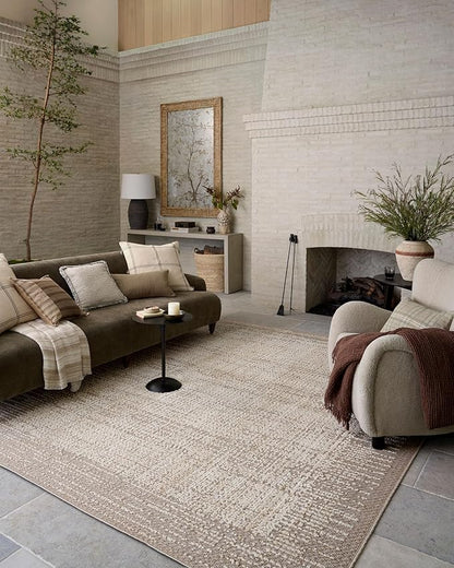 Loloi Amber Lewis Bexley Collection BEX-06 Natural/Taupe 6'-6" x 9'-3" Area Rug Neutral, Textured, Living, Bedroom, Dining, Carpet