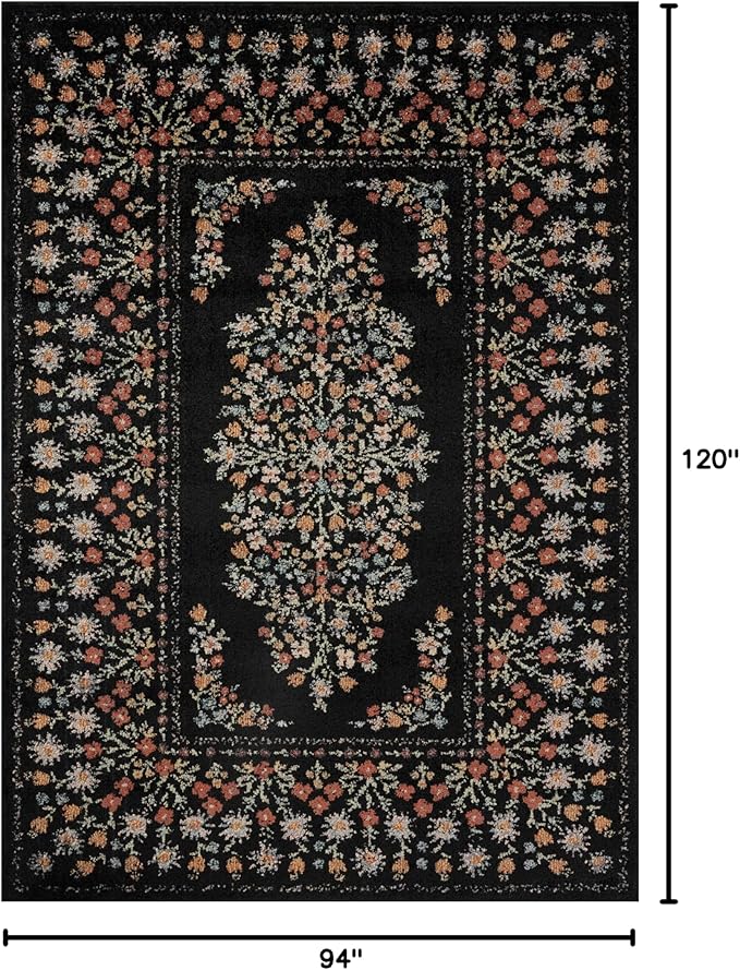 Loloi Rifle Paper Co. Laurel Collection LAU-02 Black 7'-10" x 10' Area Rug