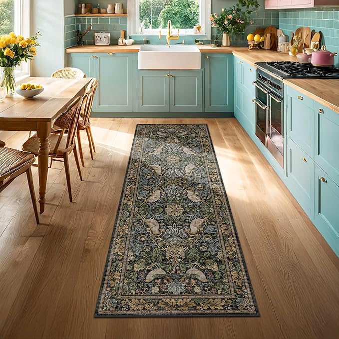 Extra Long Runner Rugs for Hallways - Farmhouse 2x10 Runners for Kitchen Laundry Room Hall Way, Washable Non Slip Low Pile Forest Animal Rugs