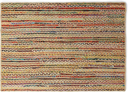 REDEARTH · Jute Cotton Chindi Area Rug - 4'x6' Rectangular Rug, Handwoven, Non-Shedding, Soft & Durable – Multi Tones for Home Décor in Living Room, Dining Room, Bedroom