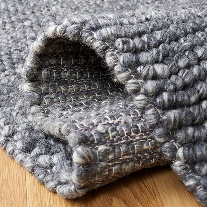 SAFAVIEH Natura Collection Runner Rug - 2'3" x 16', Dark Grey, Handmade Wool Blend, Textured Design, Ideal for Hallway, Bedroom, Foyer (NAT620H)