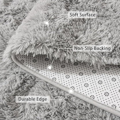 Beglad Shag Rugs for Living Room, Grey Area Rugs 5x7 Feet Upgrade Anti-Skid Modern Minimalist Style Memory Foam Rugs for Bedroom, Indoor Carpet Suitable for Boys Teens Room Decor