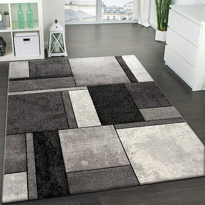 Paco Home Area Rug Modern Geometric Pattern in Grey White, Size: 6'7" x 9'6"