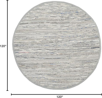SAFAVIEH Rag Rug Collection 10' Round Grey RAR121A Handmade Boho Stripe Cotton Area Rug