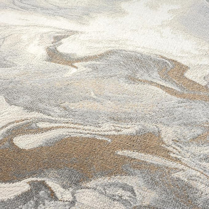 Abani Regal Beige Grey Area Rug for Living Room, Bedroom - Swirl Abstract Pattern - 4' x 6' - Durable & Easy to Clean