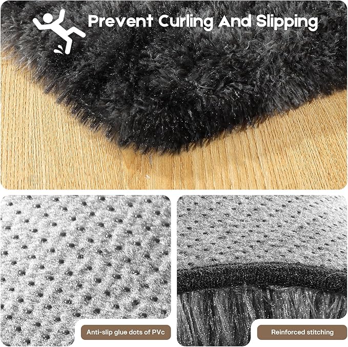Area Rugs 9x12 Living Room, Fluffy Large Rugs for Bedroom, Soft Shag Fuzzy Non-Slip Carpet for Kids Boys and Girls Nursery Room Dorm Indoor Home Decor (Tie-Dyed Black Grey, 9ft x 12ft)